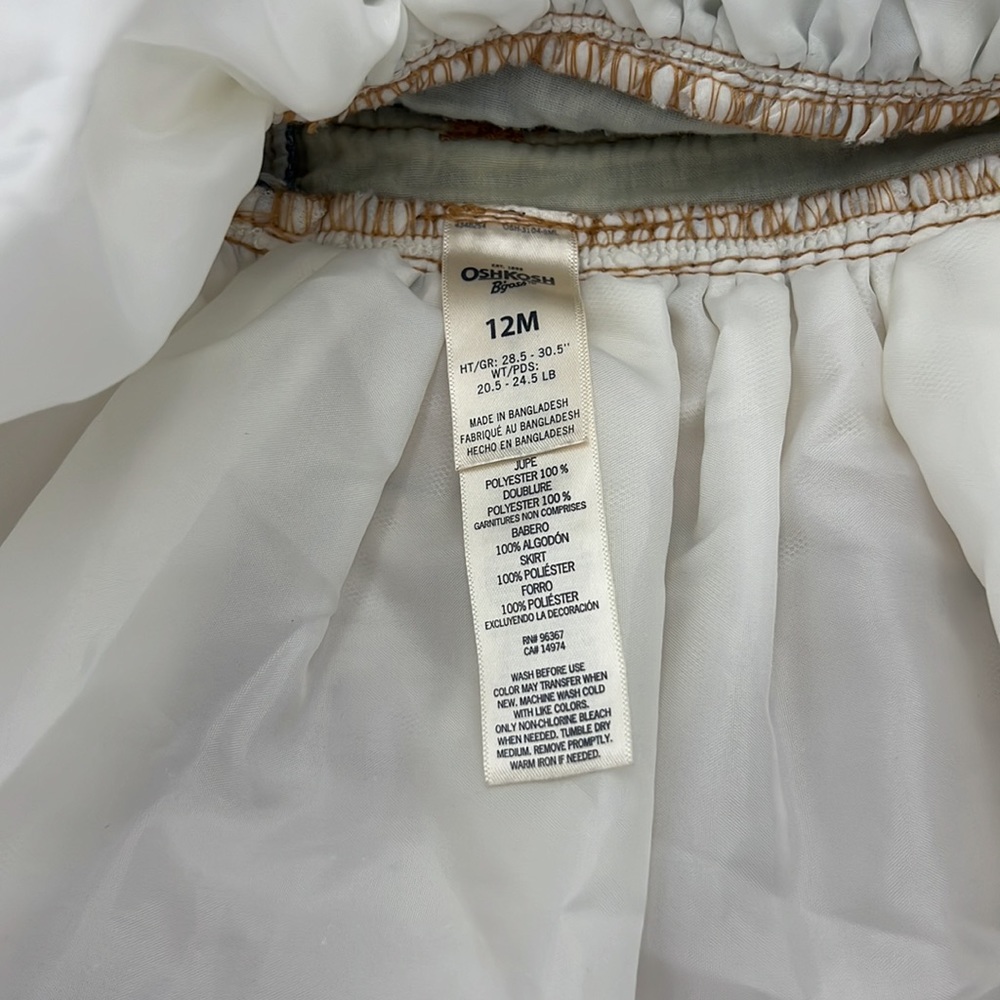 Osh Kosh Overall Dress with Cream Tulle Skirt Size 12 Months - Picture 3 of 4